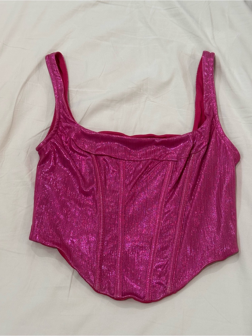 SHEIN Hot Pink Shimmer Corset Camisole